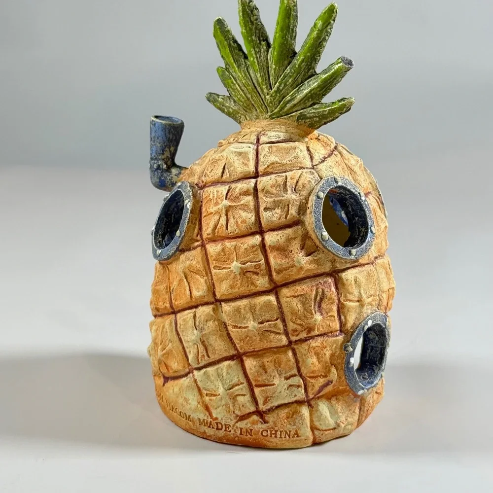 VTG Viacom SpongeBob Pineapple House Aquarium Ornament OS Yellow 2006 Decor Hide